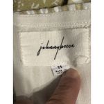 Becca Johnny Striped Ruffle Wide Leg Jumpsuit M White Golden Beige Pockets Lined Photo 8