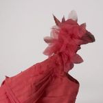 Marchesa Notte Off Shoulder Tulle 3D Floral Midi Gown Dress Size 0 Pink Tiered Photo 4