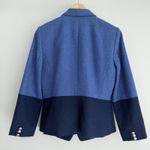 Talbots Banana Republic Hacking Jacket 12P Blue Herringbone Wool Blend Two Tone Blazer Photo 2