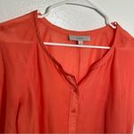 Loft  Long Sleeve Button Down Top Sheer Coral Photo 3
