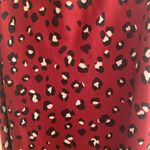 Red Leopard Print Satin Midi Skirt Photo 2