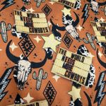 The World Needs More Cowboys Silk Large Western Scarf Brown Photo 1