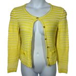 Trina Turk Ashbridge Yellow White Stripe Knit Cardigan XS Small Photo 2