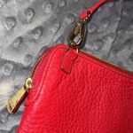 Fossil  red cowhide leather wristlet zip around wallet 4 credit card spots pouch Photo 4