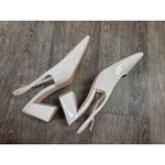 Marc Fisher  Lethe Slingback Heels Shoes 7M Bone Ivory Cream Patent Faux Leather Photo 7