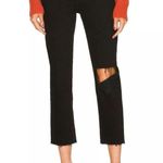 RE/DONE  Originals 70s Stove Pipe Noir with Rip Cropped Jeans 27-Black Button Fly Photo 0