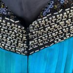 Mori Lee Y2K beaded sequin halter prom dress maxi gown teal black 5/6 Photo 9