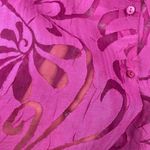 Elementz  sheer floral pink linen blend button down top. Size XL Photo 1