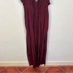 Madewell Jacquard Deep-V Ruffled Jumpsuit in Cabernet Photo 3