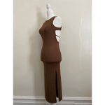 ENDLESS BLU Katara Ribbed Open Back Midi Dress in Brown (SMALL) Photo 5