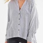 Urban Outfitters NWOT UO oversized gray striped button down top Photo 0