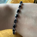 Natural Black Spinel Sterling Silver Tennis Bracelet Photo 6