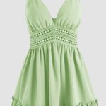 Cider  solid hollowed out ruffle mini dress Photo 0