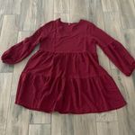 Burgundy long sleeve baby doll dress Size L Photo 0