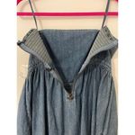 Free People NWOT Strapless Smocked Denim Blue Jean Mini Dress Fit Flare 10 Photo 1