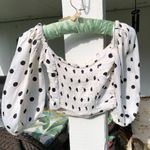ZARA CROPPED POLKA DOT RUCHED BLOUSE TOP S Photo 6