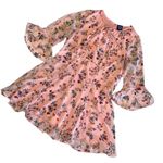 Disney  Beauty and The Beast Belle Floral Print Dress Bell Sleeve Pink Mini Sz L‎ Photo 3