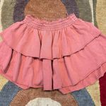Aerie Tiered Mini Ruffle Skirt Sweatshirt Material Distressed Burnt Orange M Photo 0