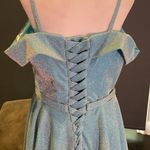 Women’s Off the Shoulder Short Blue & Silver Sparkly Prom Party Dress Size 10 Photo 4