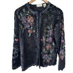 Vintage Draper's & Damon's Floral Velvet Beaded Sequin Open Evening Jacket L Black Size L Photo 0