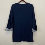 J. McLaughlin  Navy Blue Zebra Print Cuffs Open Knit Cardigan Coat Size‎ M Photo 6