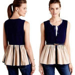 Anthropologie MOTH Darcy Peplum Navy Knit Sleeveless Vest Photo 1
