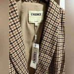 L'Agence NWT L’Agence Jayda Houndstooth Double Breasted Blazer Tan 0 Drew Barrymore Photo 7