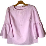 Philosophy  Shirt Women XS Pink‎ Cotton Pretty In Pink Pearl Bell Sleeve Top Photo 0