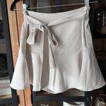 ZARA  bow skort tie front mini skirt shorts high rise ruffle greige neutral Photo 1