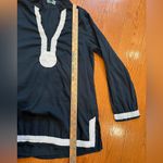 Southern Frock Navy Tunic Top XL – White Crochet Trim Boho Coastal Cotton Photo 4