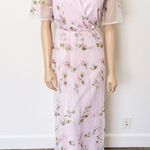 SheIn [] Light Pink Floral Embroidered V-Neck Mesh Maxi Dress Wedding NEW Size XL Photo 1