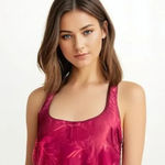 Victoria's Secret  Vintage Satin Floral Tank Top Red XS Square Neck Wide Strap Photo 0