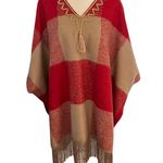 Adam Lippes for Target Wool Blend V Neck Poncho w/Arm Holes & Fringe L/XL Red Size undefined Photo 2