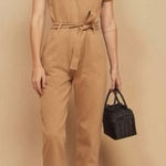 Reformation  Kenny Boiler Camel Color Belted Short Sleeve Jumpsuit Photo 0