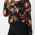 Agnes & Dora Urban pullover Floral Print Long Sleeve Top, Womens M Made in USA Photo 0