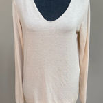 Free For Humanity Womens Fine Knit Sweater Cream Silver Tunic Viscose Italy OS Size undefined Photo 0
