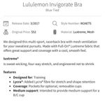 Lululemon  Invigorate Bra in Blue Tied Photo 4