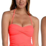 La Blanca Island Goddess Bandeau Tankini Top Swim Hot Coral Pink NWT Size 4 Photo 0