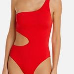 AQUA NWT- One Piece Red One Shoulder Cut Out Swimsuit- Size M Photo 0