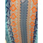 Blue Orange Geometric Print Chiffon Kaftan Beach Swim Cover Up One Size NWOT Photo 5