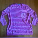 J. McLaughlin Pink on Pink Stripe Cotton Modal Blend Pocket Sweater, Size M Photo 0