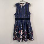 Foxiedox  Navy Floral Lace Hem Open‎ Back Sleeveless Flare Bryonia Dress MEDIUM Photo 2