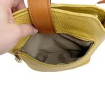 Valentina Yellow Genuine Pebbled Leather Crossbody Or Shoulder Bucket Bag Purse Photo 11