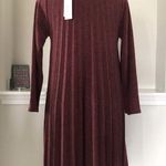 Vasna Pleated Burgundy Sweater Dress with Necklace Size M NWT Size M Photo 2