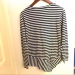 CAbi  navy & white long sleeve asymmetrical Top XS Photo 2