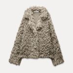 ZARA  sweater jacket cardigan faux fur fuzzy mink coat  Photo 8