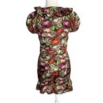 Twelve by Twelve Floral Silk Dress Ruffled Collar Small Multicolor Side Zipper Black Photo 3