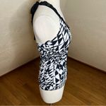 Papaya Y2k Halter Top Black Lace Geometric Black & White Medium Photo 5