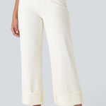 Halara  High Waisted Pockets Rolled Hem Wide Leg Washed Jeans Photo 0