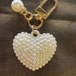 Pearl Heart Keychain with Gold Accents White Photo 1